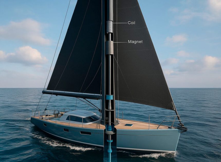 Un español ha patentado un mástil que transforma viento y olas en electricidad. Su invento desafía al diésel en los barcos